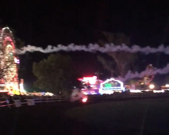 A still image of fireworks misfiring into the crowd at Camden Show’s Saturday night finale.