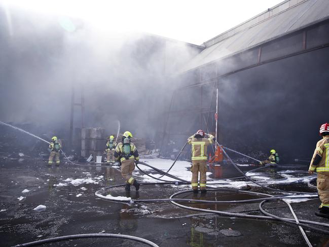 Firefighters come in troves to a large fire in Rockdale this morning which is currently being investigated. Picture: Sam Ruttyn