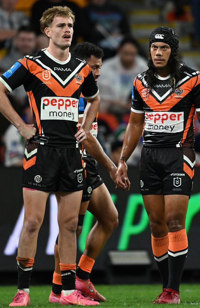 Lachlan Galvin and Jarome Luai during Magic Round in Brisbane. Picture: NRL Photos