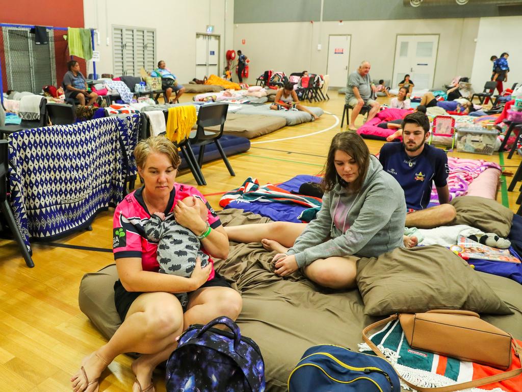 Railway Estate resident Tracie Ensbey took her family to the Heatley Evacuation Centre. Picture: Michael Chambers