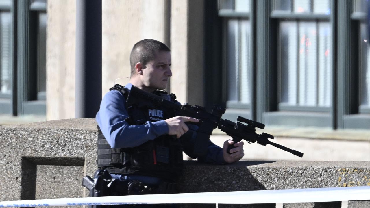 Police patrolled the area after shots were fired. Picture: ANDREW CABALLERO-REYNOLDS / AFP