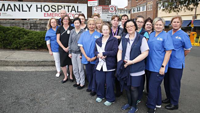 Unhappy nurses and staff of Manly Hospital outside Manly Hospital. Adam Yip.