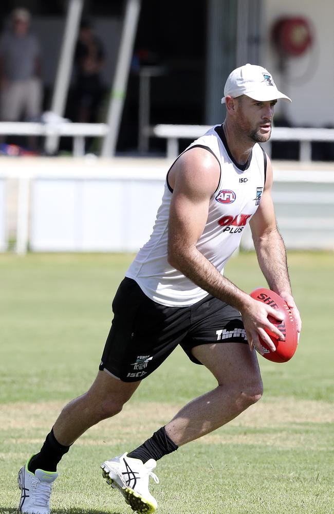 The 28-year-old has been back running for six weeks and doing footy drills with his teammates. Picture: Sarah Reed.