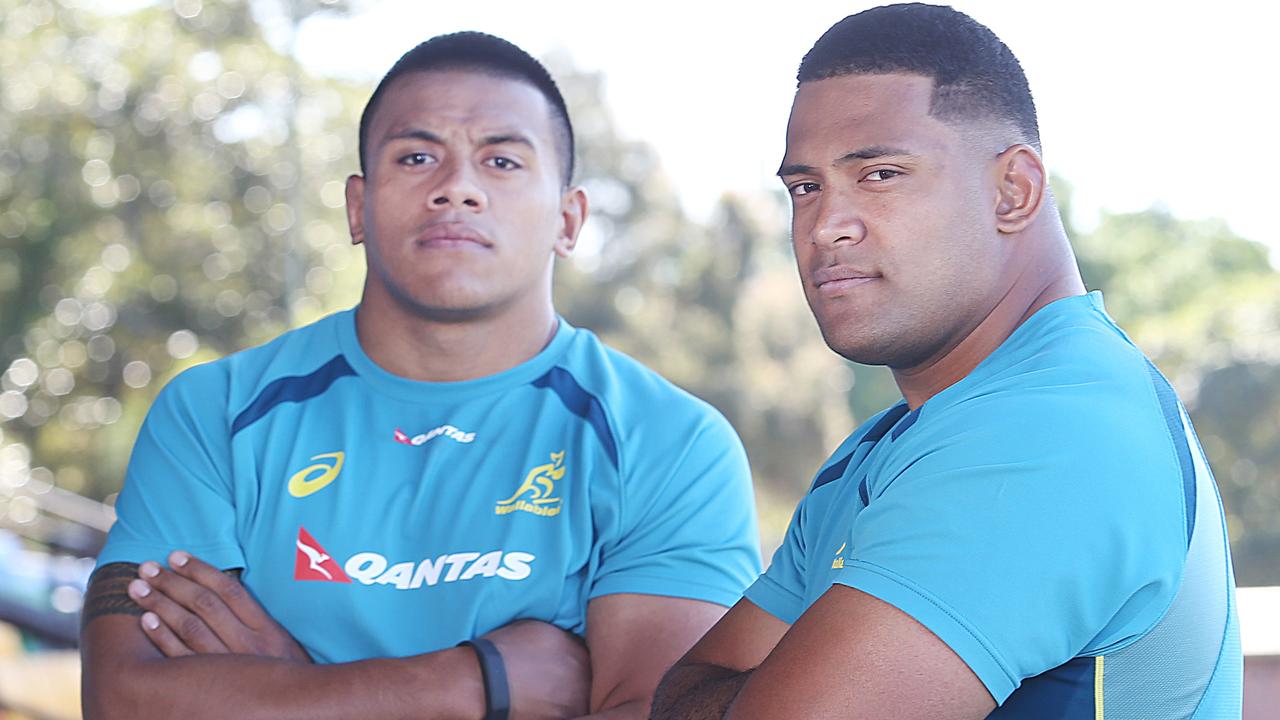 Alan Alaalatoa and Scott Sio poses for a photo at Concord Oval.