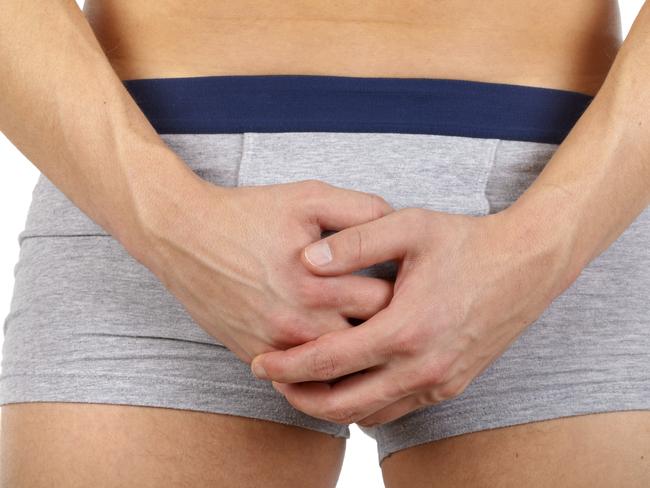 Stock image of a man with penis, crotch pain, injury. Picture: iStock