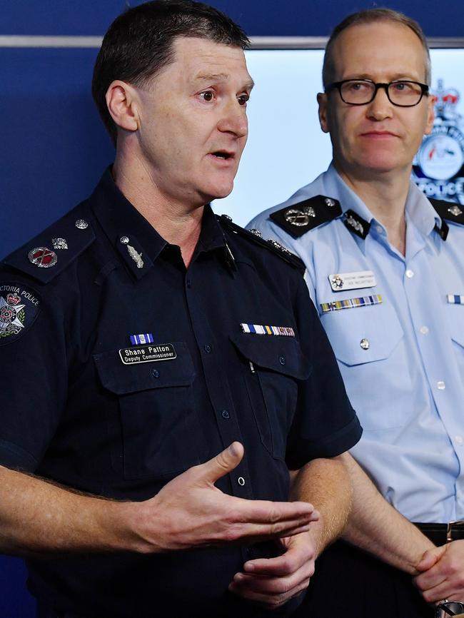 Deputy Commisioner Shane Patton and AFP Assistant Commisioner Ian McCartney. Picture: Jake Nowakowski