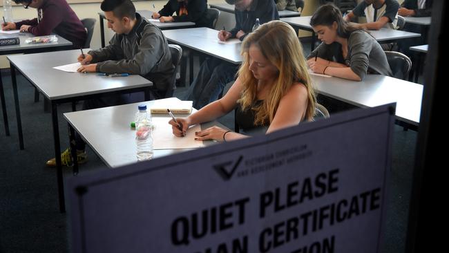 Brunswick Secondary College students after the first big exam of the year. Picture: Tony Gough