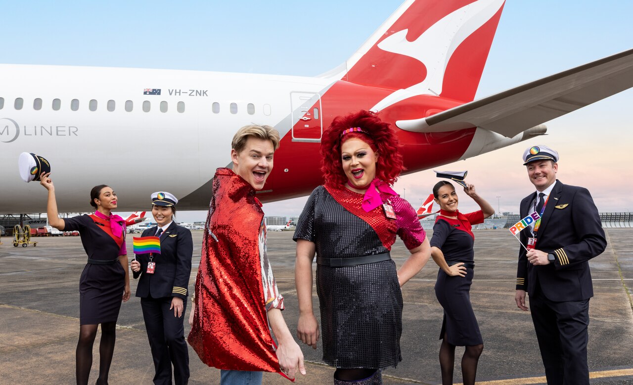 Joel Creasey will be the hosting the Qantas WorldPride Flight. Picture: Qantas