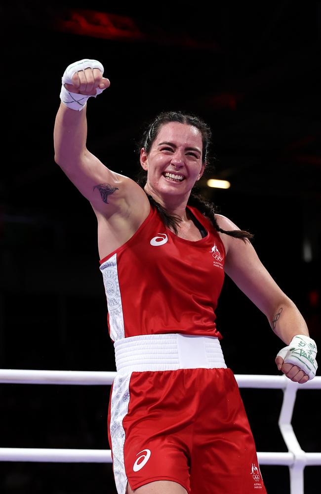 Caitlin Parker celebrates victory against Khadija Mardi. Picture: Richard Pelham/Getty Images