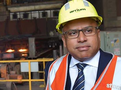 EMBARGO FOR TWAM 12 OCT 2019  NO REUSE WITHOUT PERMISSIONHead of GFG Sanjeev Gupta visits the Arrium Steel plant in Whyalla, South Australia. Monday, July, 17, 2017. British industrialist Sanjeev Gupta plans to invest $1 billion or more in Arrium's Whyalla Steelworks to ensure its future viability. (AAP Image/David Mariuz) NO ARCHIVING