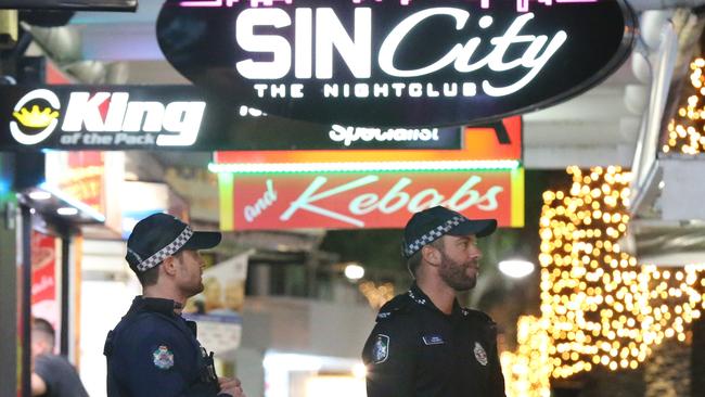 Police on patrol in Surfers Paradise. Picture Glenn Hampson