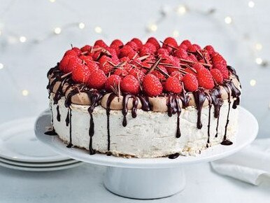 Double-chocolate and raspberry pavlova.