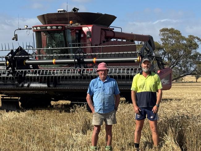 Dennis and Adam Whisson on their property at Cunderdin, Western Australia.