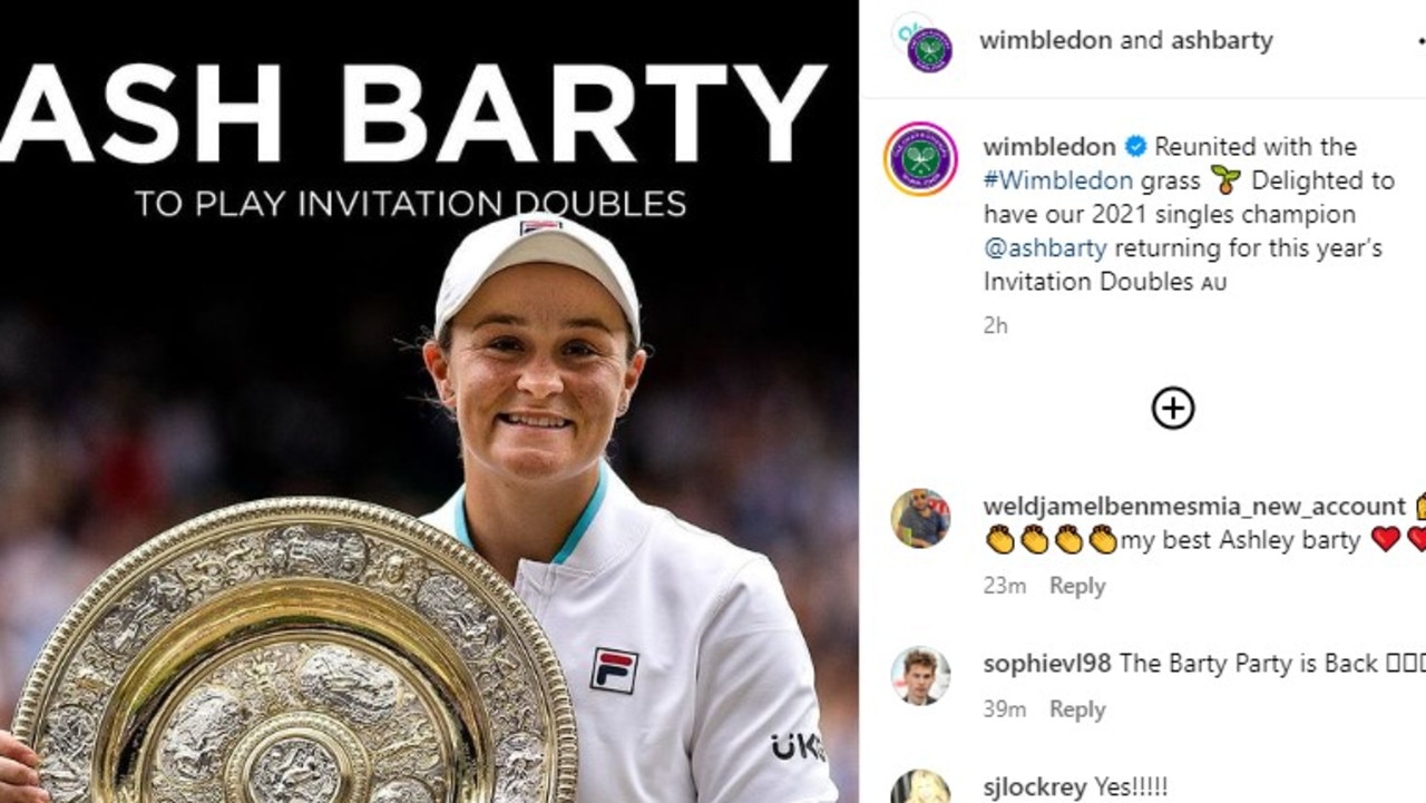 Ash Barty is heading back to Wimbledon