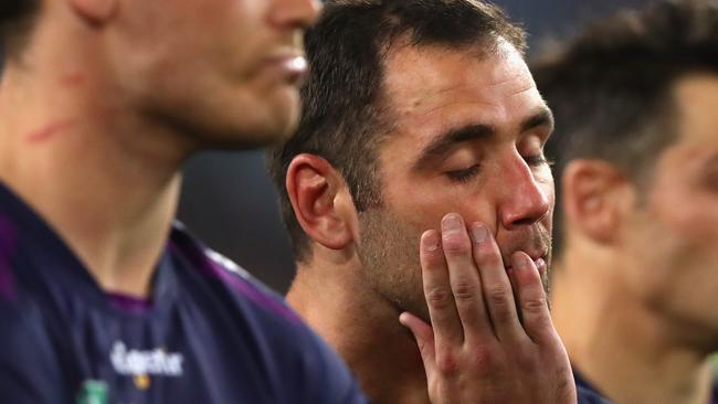 Cameron Smith of the Storm dejected after losing the 2016 NRL grand final.