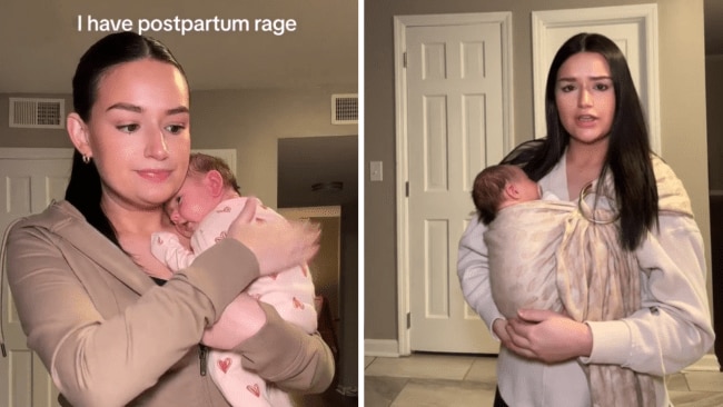 New mum, Sam, diagnosed with postpartum rage. Source: TikTok