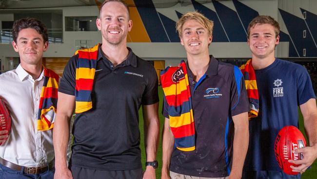 Adelaide Crows SANFL player Jaidan Kappler (middle, right). Picture: Ben Clark