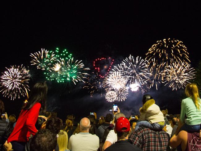 SeaFire 2018 lights up the night sky over Surfers Paradise. Picture: James Wills.