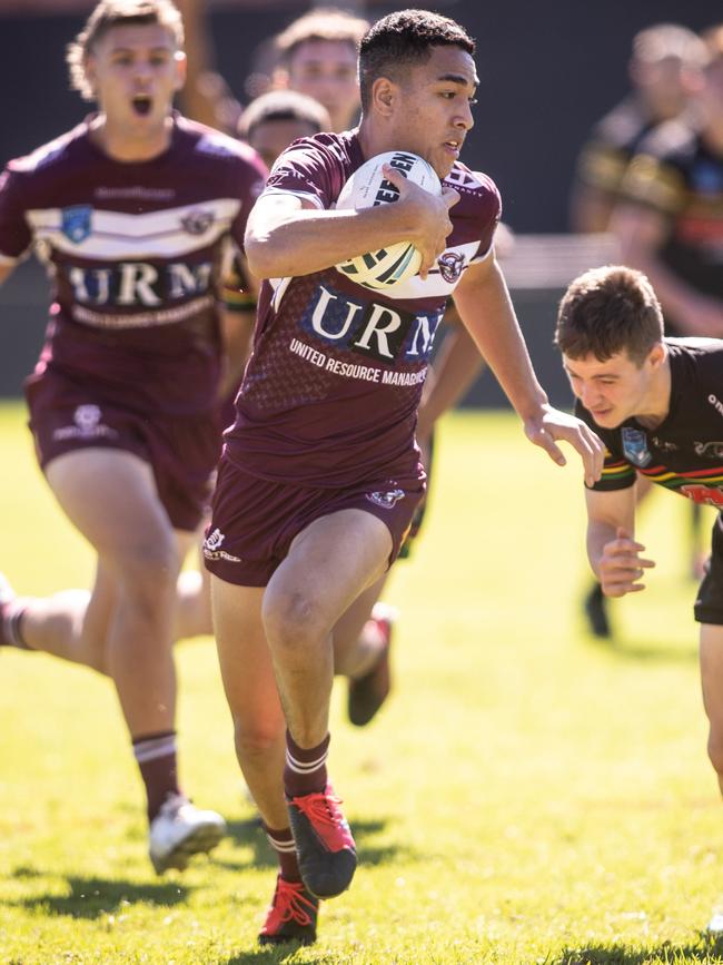 Manly Sea Eagles’ Harold Matthews captain Lehi Hopoate will be a crucial part of their title defence this season. Picture: Julian Andrews