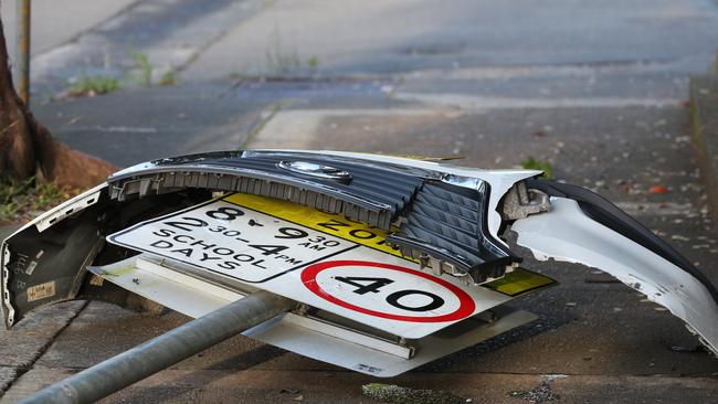 A damaged sign close to Chatswood High School and Chatswood Public School. Picture John Grainger