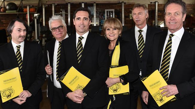 “Focus on Footy” members (from left) Philip Allison, David Marsh, Dr Martin Hiscock, Margaret Kearney, Bryan Wood and Bruce Monteath.