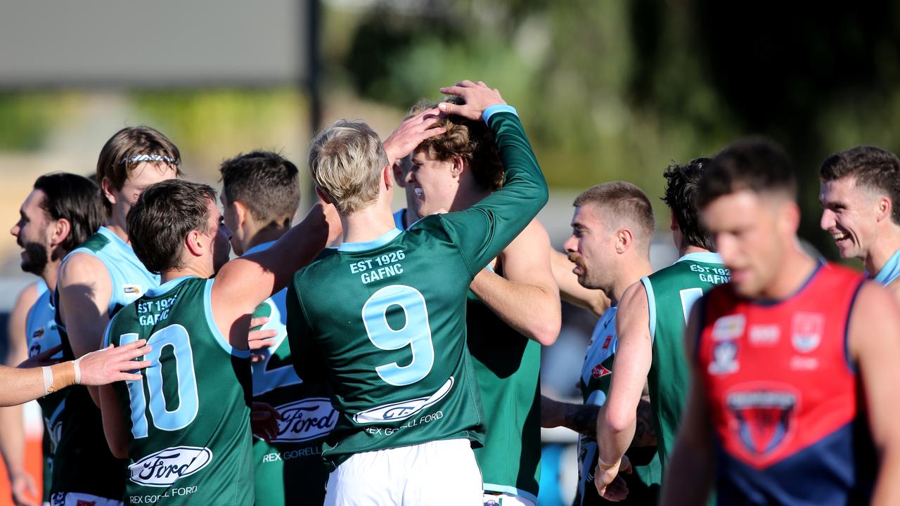 Geelong Amateur simply had too many options forward of the ball. Picture: Mike Dugdale