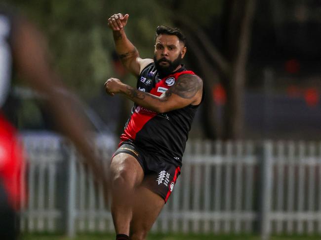 West Alice Springs have won their first game in two years with Anthony Lew-Fatt kicking four goals against Pioneer in Round 4 of the 2024 CAFL season. Picture: Charlie Lowson / AFLNT Media