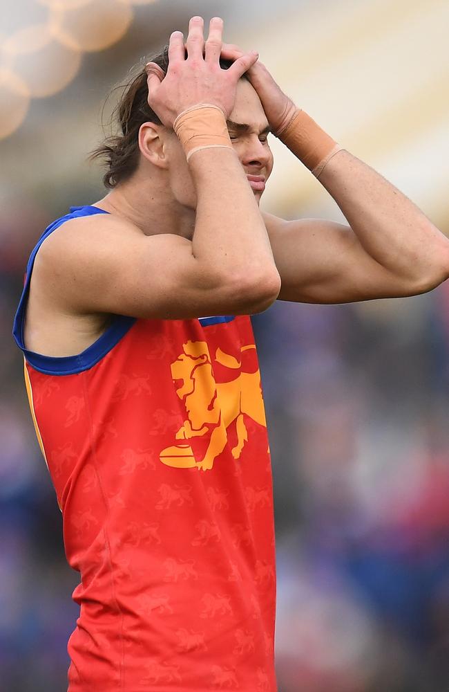 Eric Hipwood reacts after a missed opportunity. Picture: AAP Image/Julian Smith