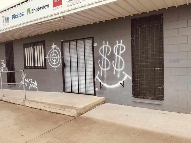 Graffiti damage targeting Teachers West Rugby Club at Warrina Park in Currajong over the weekend. Picture: Supplied.