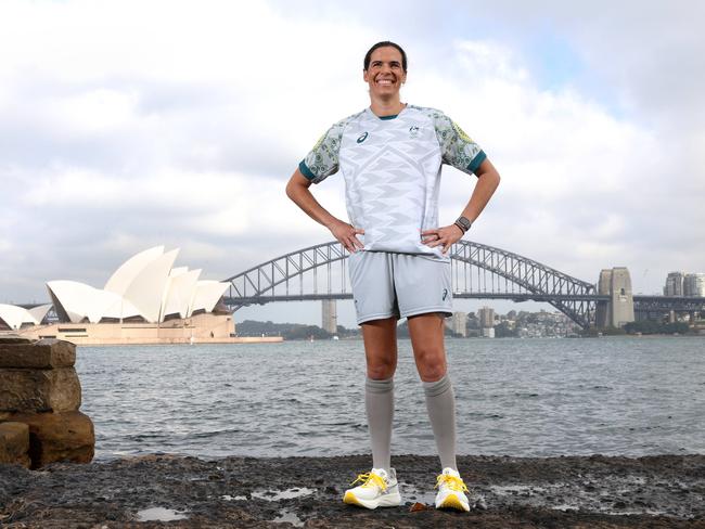 Lydia Williams pictured in one of the Australian outfits for the Paris 2024 Olympic Games. Picture: NCA NewsWire / Damian Shaw