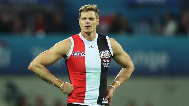 The goals have dried up for Nick Riewoldt and St Kilda. Picture: Phil Hillyard