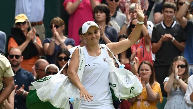 Ash Barty was all smiles after her win. Picture: AFP Photo