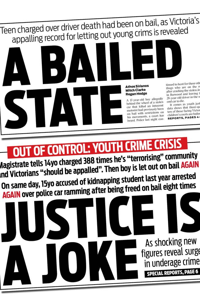 Herald Sun front pages January 7, 2025 and June 21, 2024.