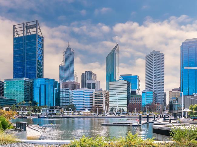 Perth downtown city skyline cityscape of Australia with blue sky.Escape 16 June 2024Doc HolidayPhoto - iStock