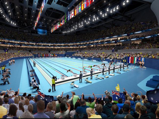 The pool at Brisbane Live arena will be dismantled after the Games.