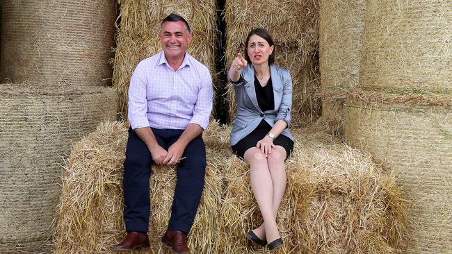 NSW Premier Gladys Berejiklian and Deputy Premier John Barilaro on the campaign trail in Lismore. Picture: Nathan Edwards