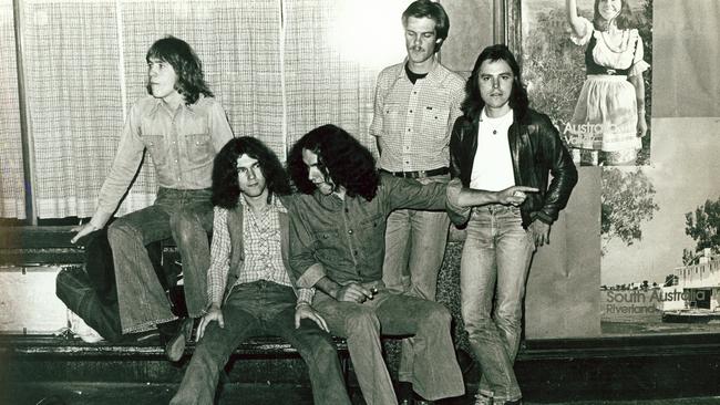 An early Cold Chisel publicity shot taken at Adelaide Railway Station. Picture: Barnes Family Collection