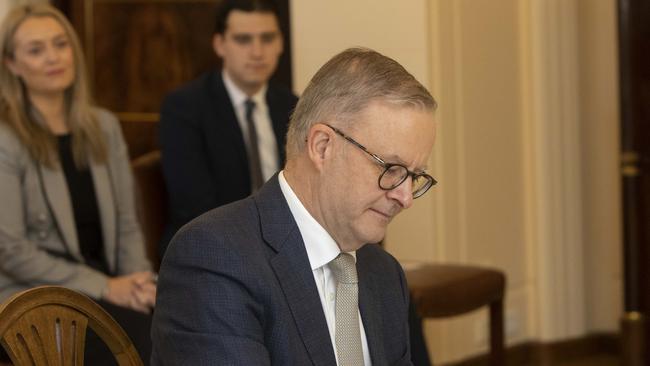 Prime Minister Anthony Albanese is sworn in on Monday. Picture: NCA NewsWire/Andrew Taylor