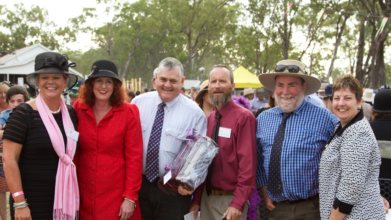 The AgForce Qld team at Burrandowan - Sarah Due, AgForce SE Regional Manager, Sue Dillon, AgForce Projects Manager, Ian Burnett AgForce General President, Burrandowan Race Club president Brendan McCormack, Neville Galloway, AgForce SE President and Carolyn Stone, secretary, Burrandowan Picnic Races Photo Contributed