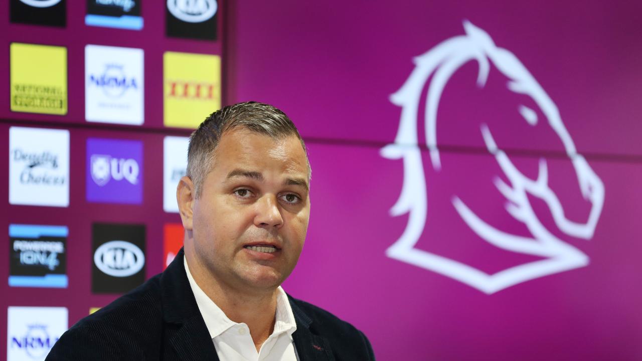 The feud kicked off when Seibold pipped Demetriou to become Broncos coach in 2019. Picture: Annette Dew