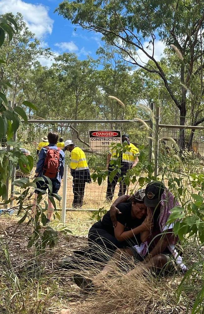 Binybara Camp protesters have been attempting to delay and block land clearing at the Lee Point Defence Housing Australia site. Picture: Uprising of the People/ Instagram