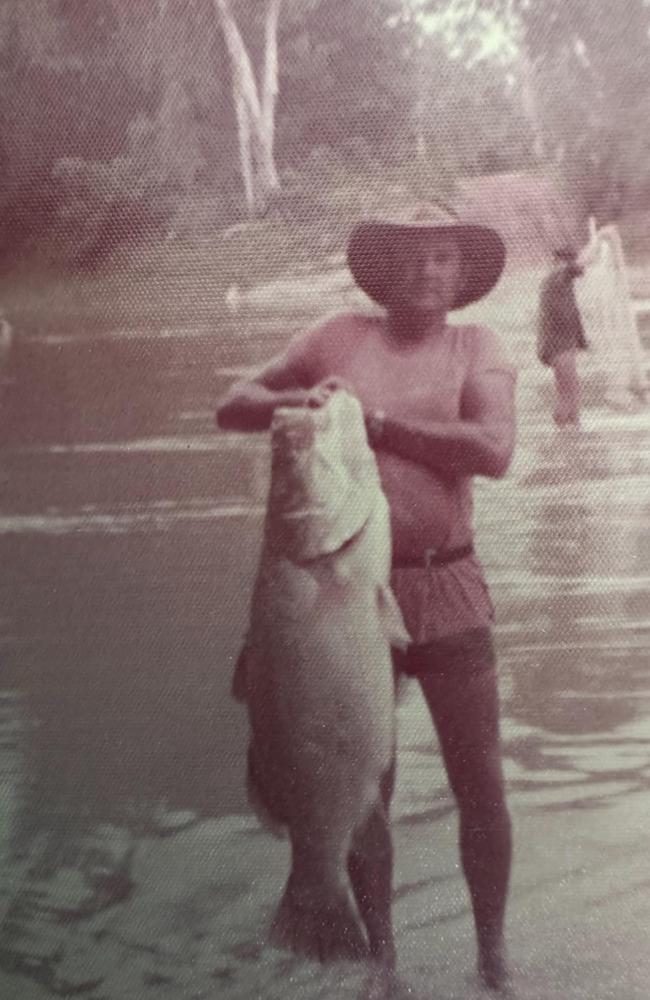 Paddy with a whopping 23 kilogram barra at Cahill’s Crossing. Picture: Supplied