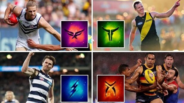 The AFL has unveiled AFLX team logos for Nat Fyfe, Jack Riewoldt, Patrick Dangerfield and Eddie Betts.