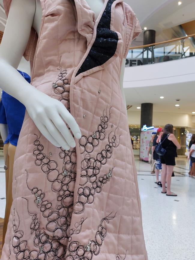 The pink garment, set to be auctioned off for charity, which was brazenly taken from display at Charlestown Square. Supplied.