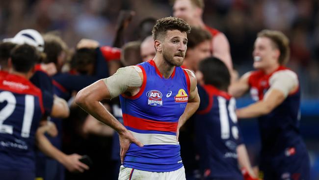 Marcus Bontempelli says some of his teammates were upset by the Dees singing Freed From Desire. (Photo by Michael Willson/AFL Photos via Getty Images)