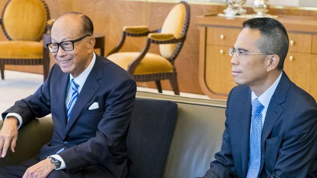 Former CK Hutchison chairman Li Ka-Shing with his son and current chair Victor Li.