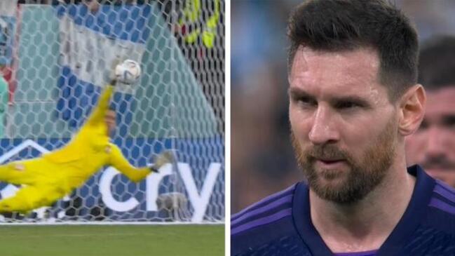 Lionel Messi awarded dubious pen, but misses! | The Courier Mail