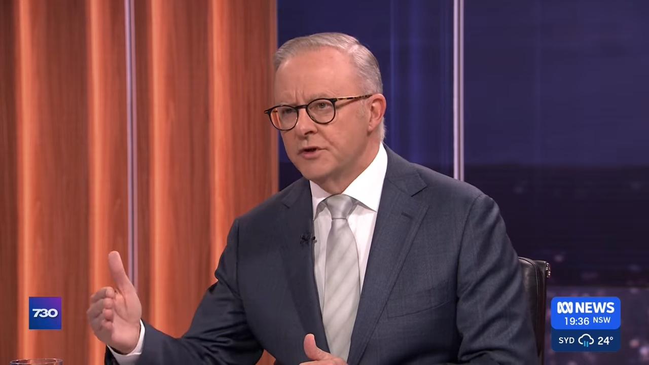 28/04/2025: Prime Minister Anthony Albanese trying to craft his own reality on ABC's 7.30 program on Monday 28th April, 2025. Picture: ABC