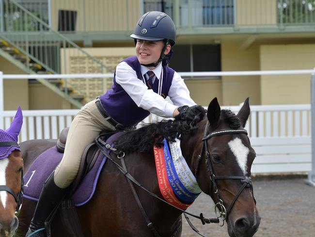 2018 State Jumping Equitation & Showjumping Championships at Nambour Showgrounds.Bridgette Dalmau on Swingtime Shift.