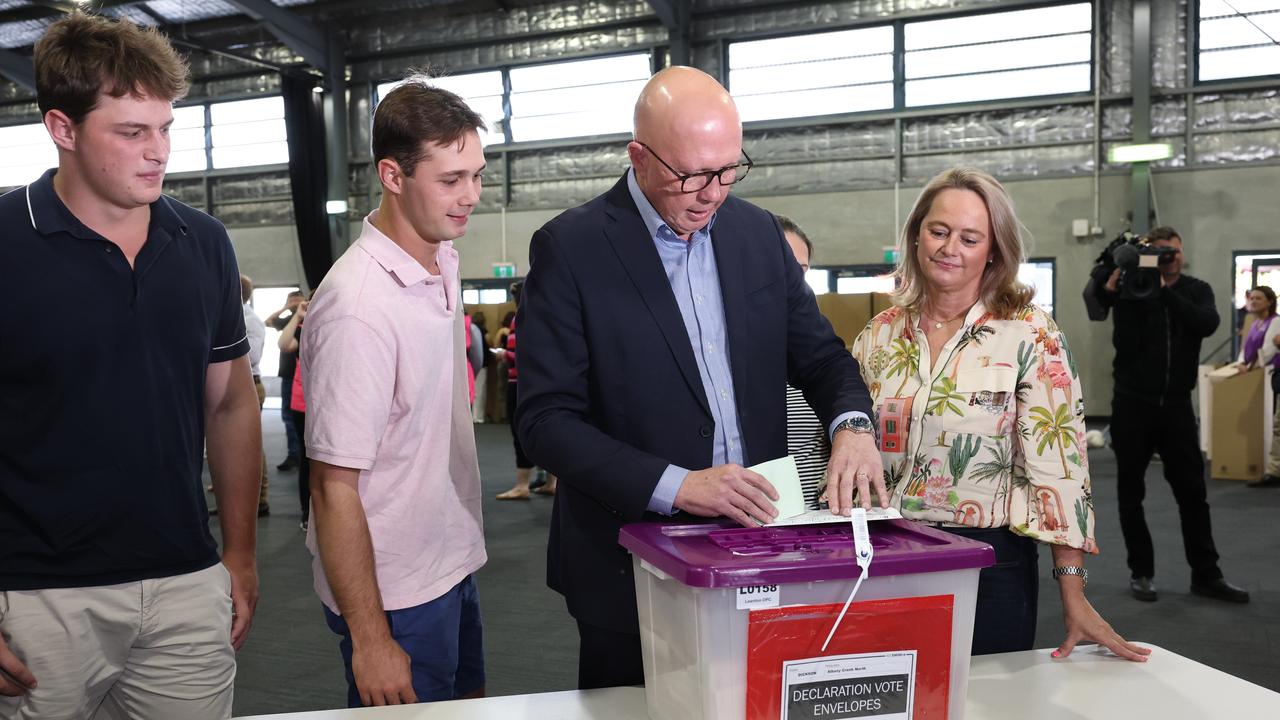 Mr Dutton said after voting that he was confident Australians had “seen out a bad government”. Picture: Adam Head / NewsWire